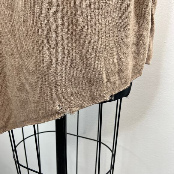 EILEEN FISHER Tan Camel Merino Wool Wide Neck Asymmetrical Pullover Sweater PS - Picture 6 of 9